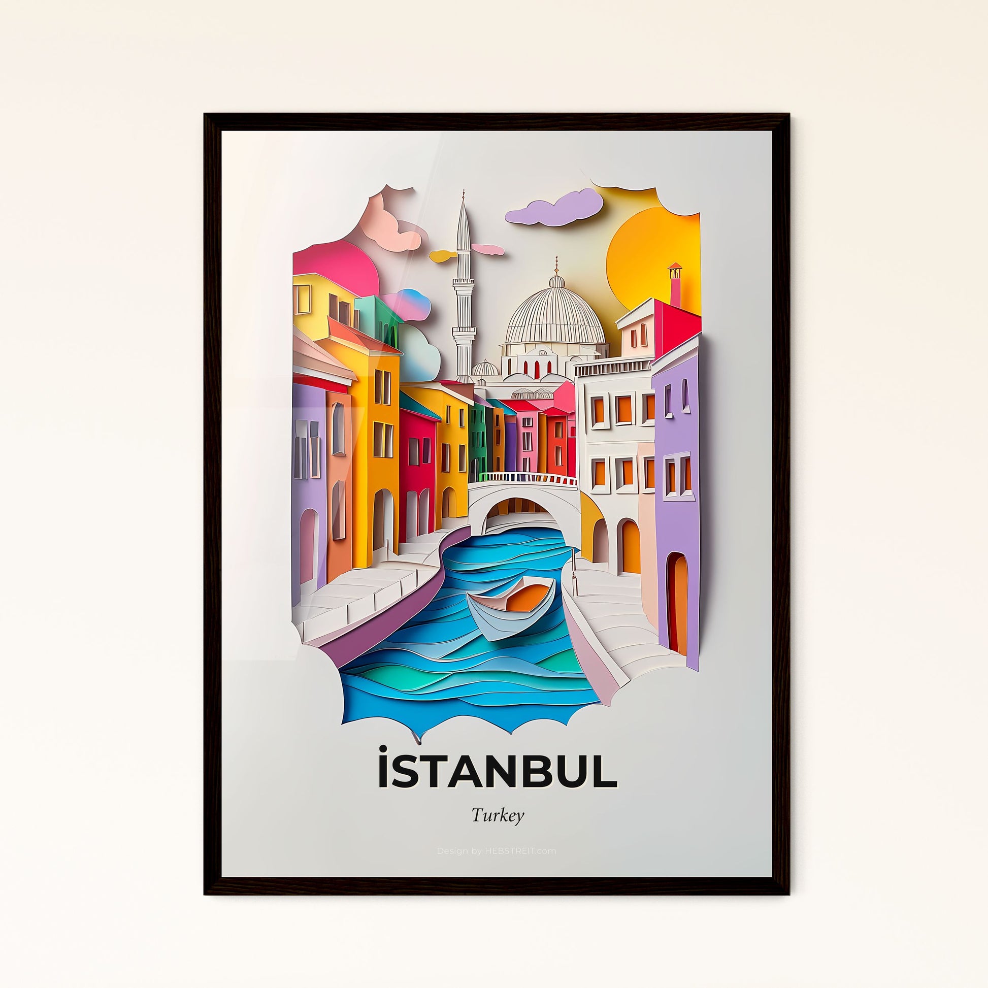 Vivid Istanbul, Turkey - a paper cut of a boat on a river