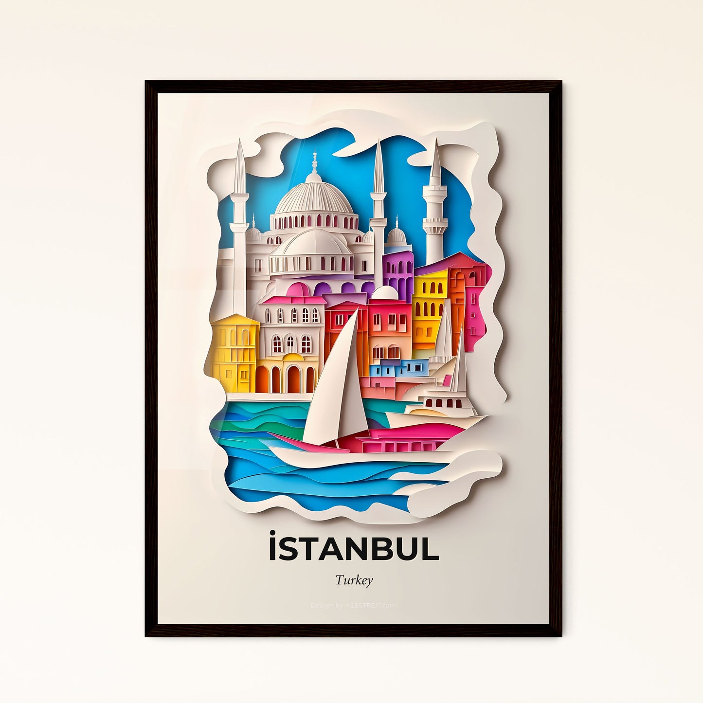 Vivid Istanbul, Turkey - a paper cut of a boat in front of a building