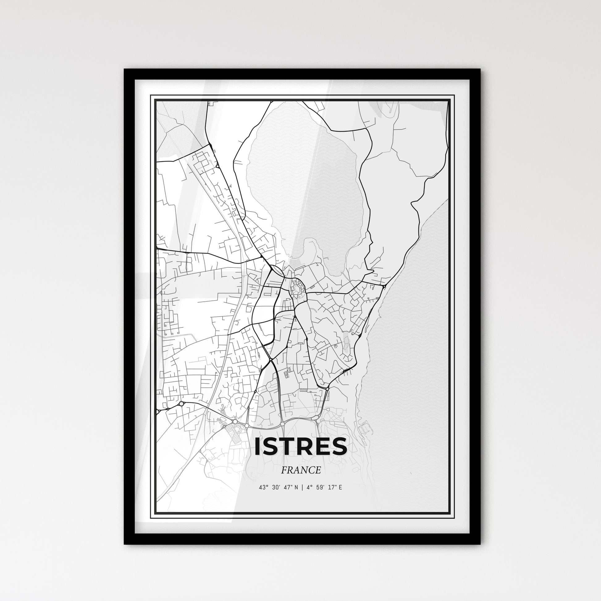 Istres France - Scandinavian Style City Map for Modern Home Decor