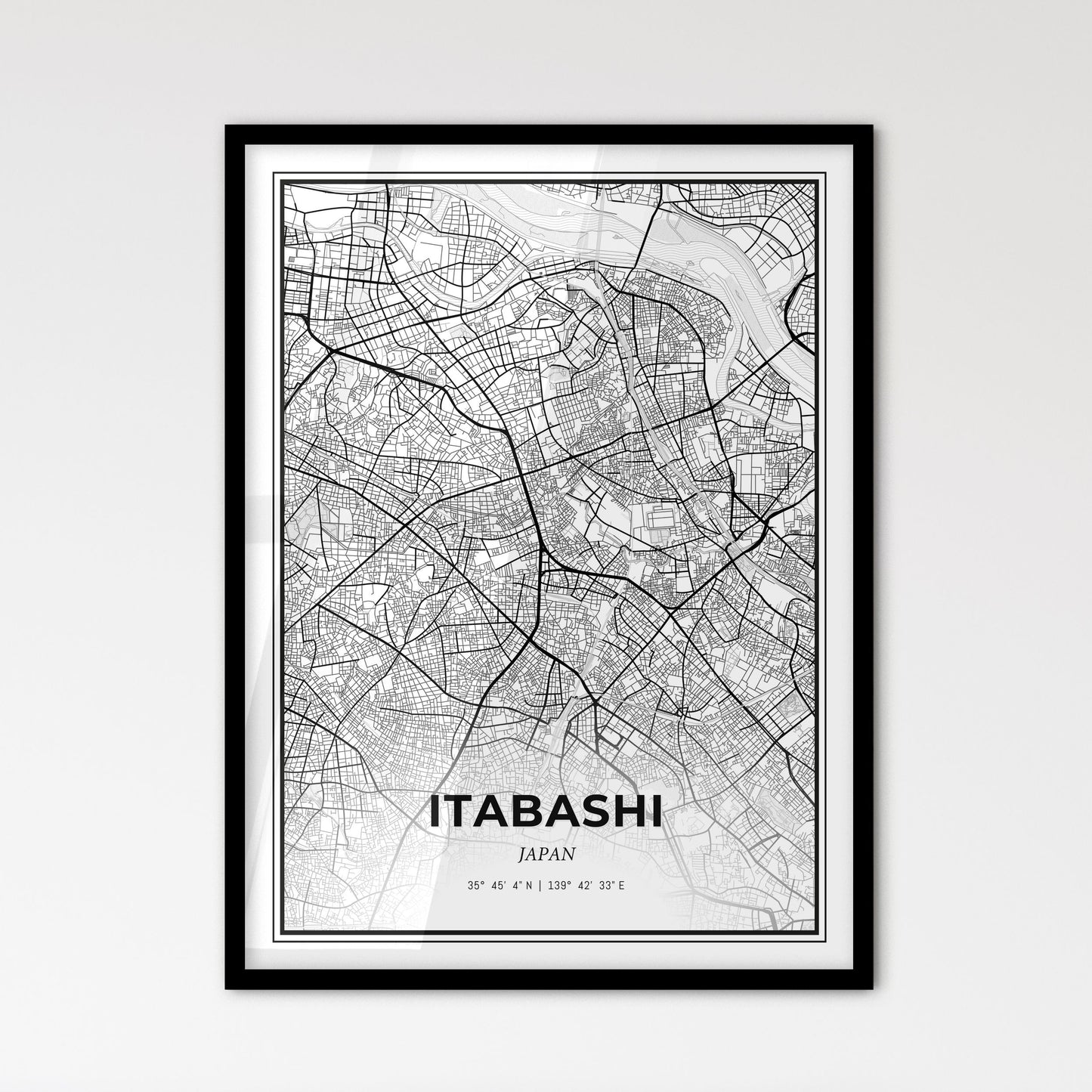 Itabashi Japan - Scandinavian Style City Map for Modern Home Decor