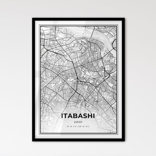 Itabashi Japan - Scandinavian Style City Map for Modern Home Decor