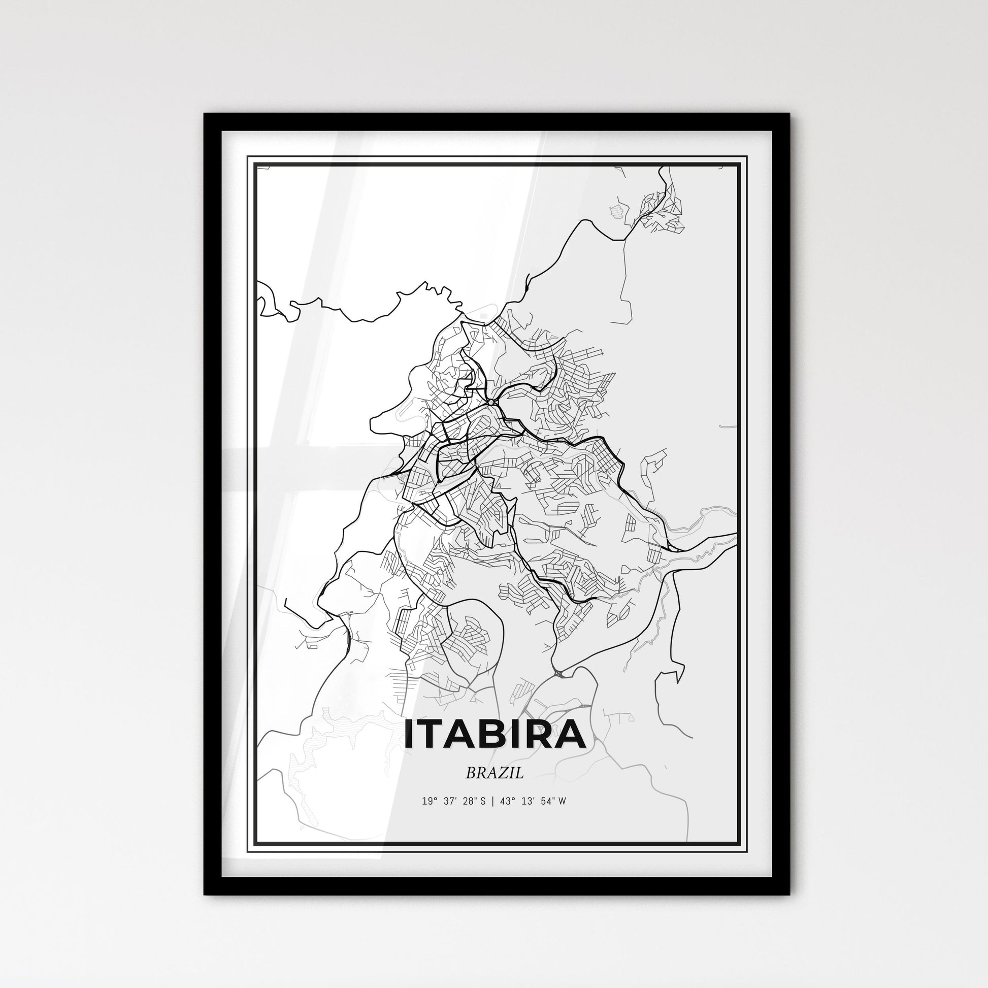 Itabira Brazil - Scandinavian Style City Map for Modern Home Decor