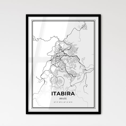 Itabira Brazil - Scandinavian Style City Map for Modern Home Decor