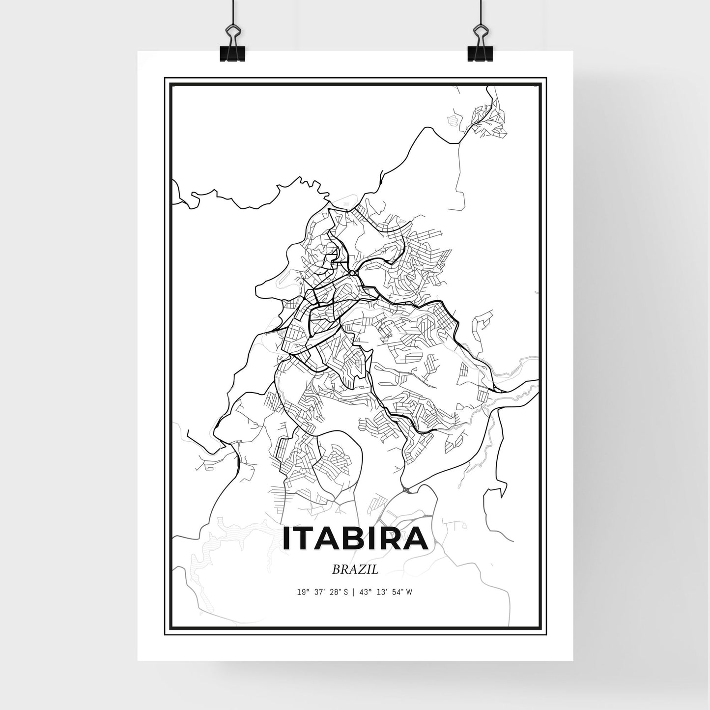 Itabira Brazil - Premium City Map Poster