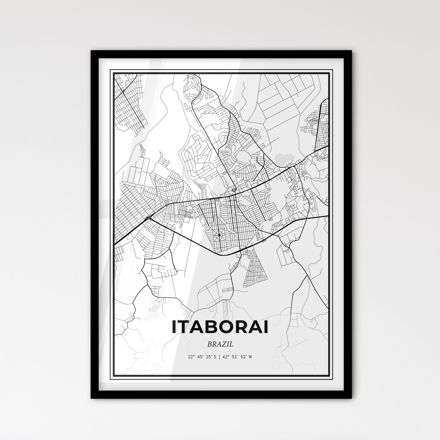 Itaborai Brazil - Scandinavian Style City Map for Modern Home Decor