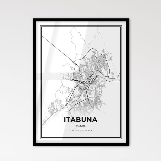 Itabuna Brazil - Scandinavian Style City Map for Modern Home Decor