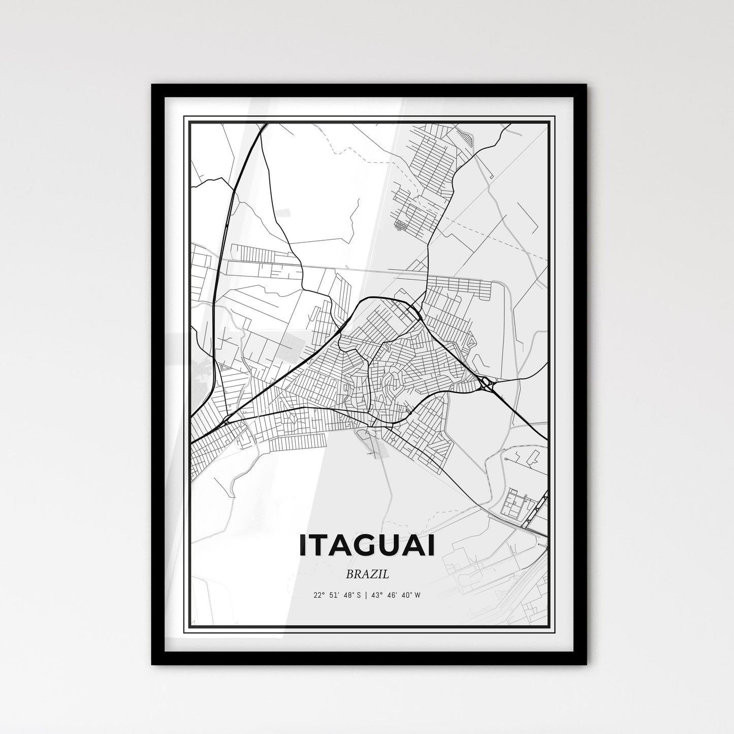 Itaguai Brazil - Scandinavian Style City Map for Modern Home Decor