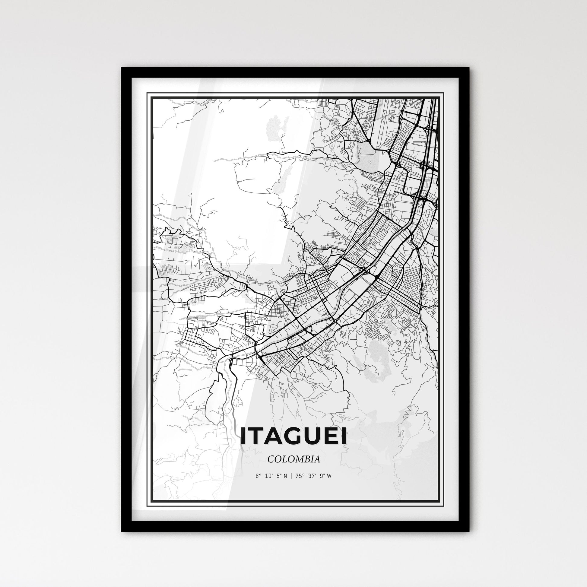 Itaguei Colombia - Scandinavian Style City Map for Modern Home Decor