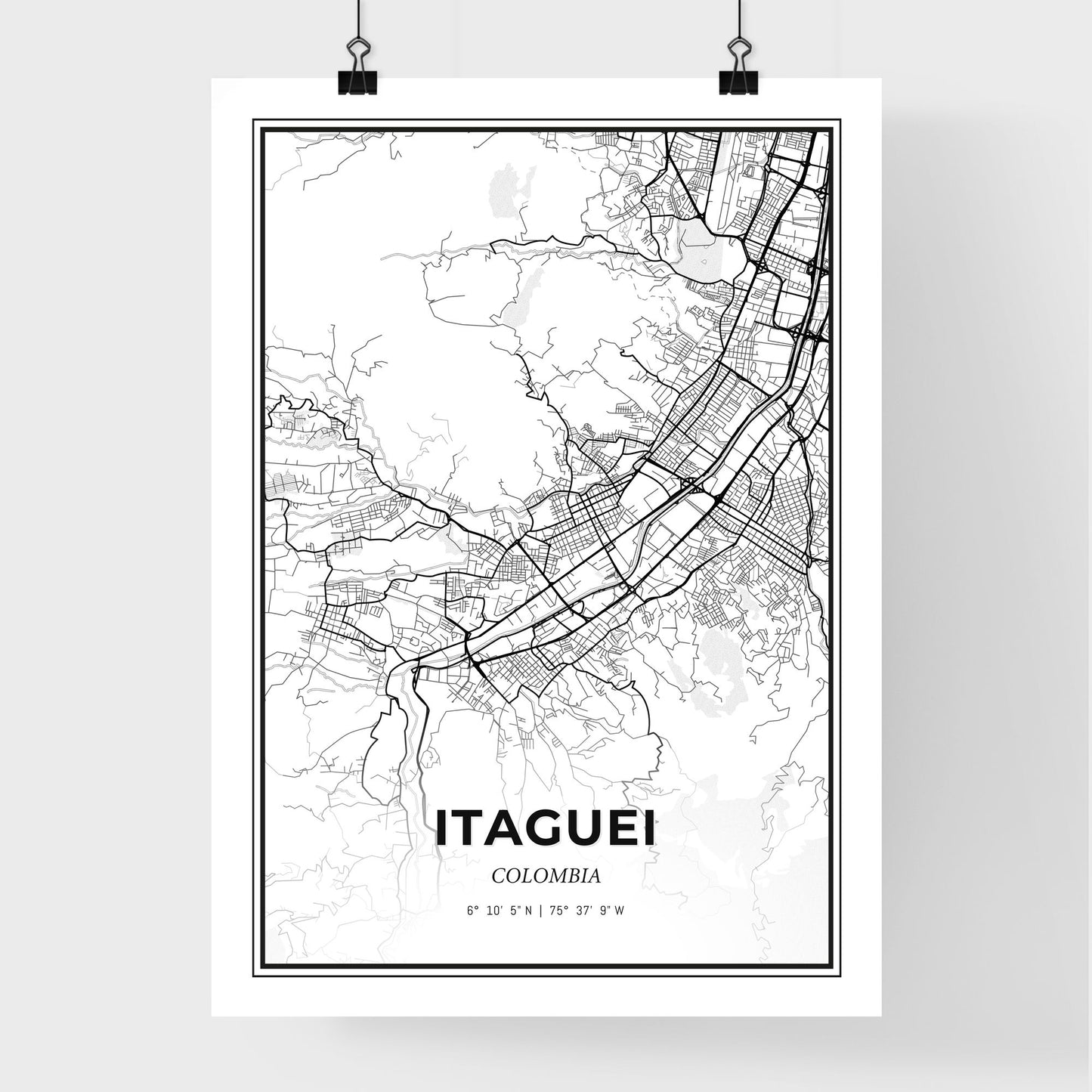 Itaguei Colombia - Premium City Map Poster