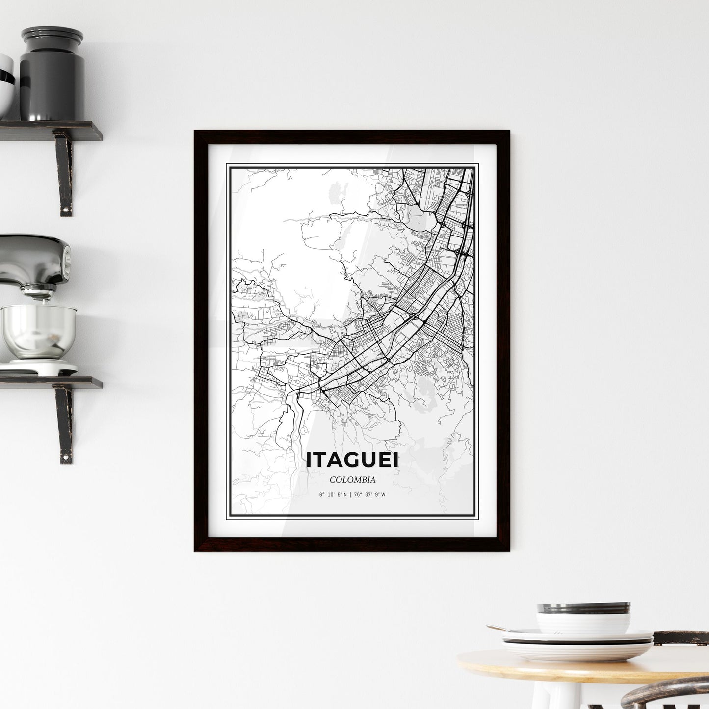 Itaguei Colombia - Minimal City Map