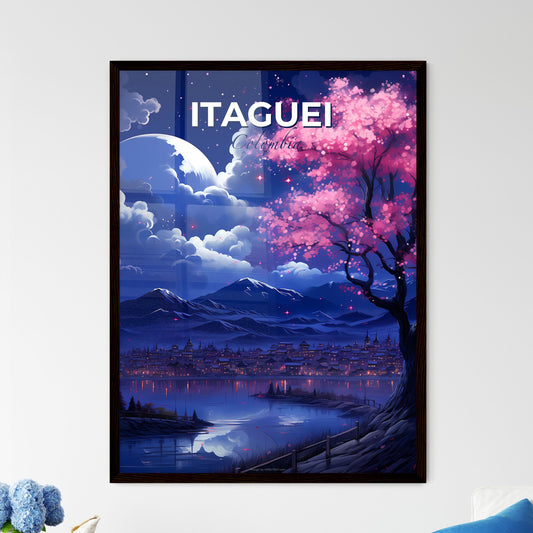 Artful Cityscape: Vibrant Itagüí Skyline with Tree and Lake Default Title