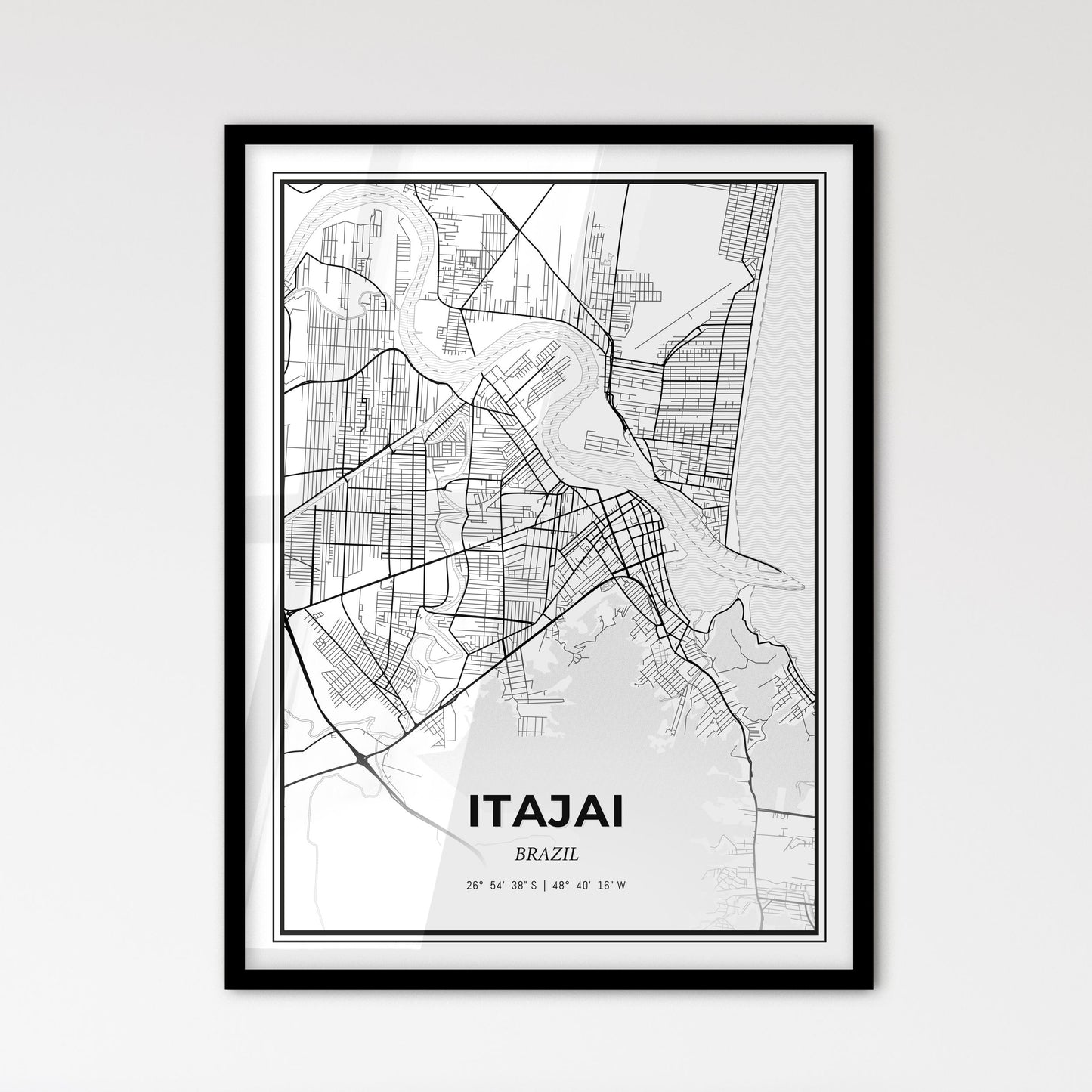 Itajai Brazil - Scandinavian Style City Map for Modern Home Decor