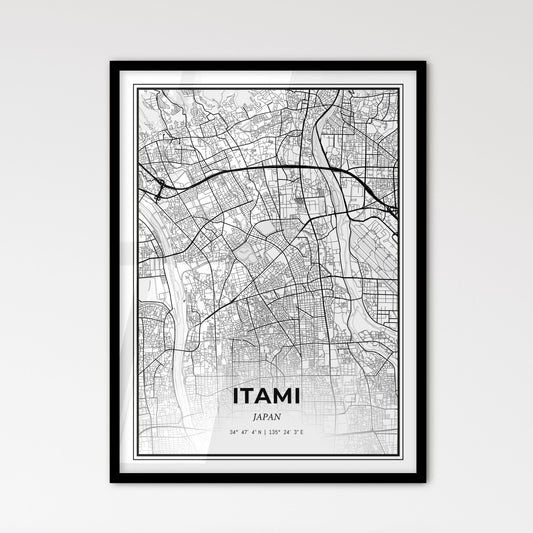 Itami Japan - Scandinavian Style City Map for Modern Home Decor