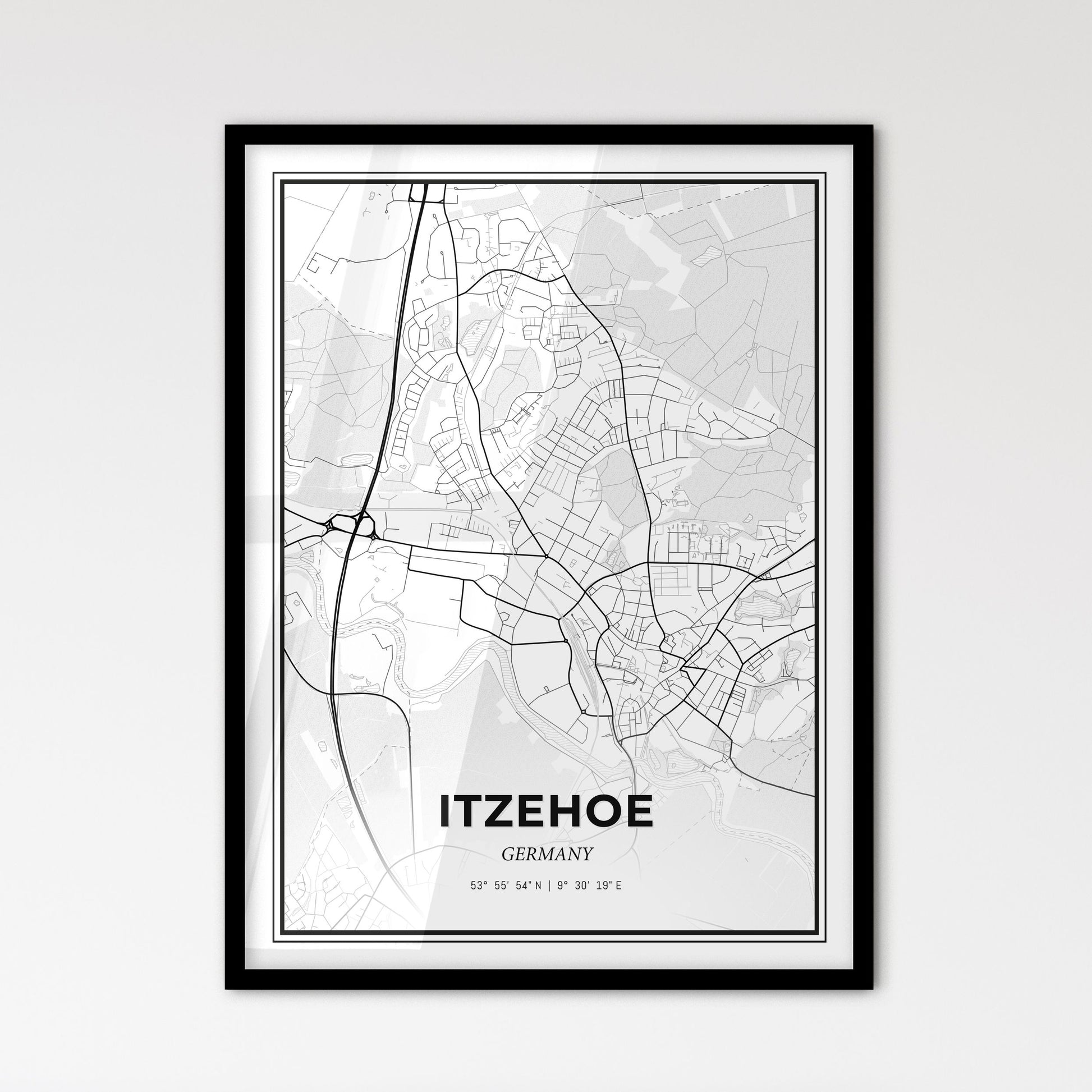 Itzehoe Germany - Scandinavian Style City Map for Modern Home Decor