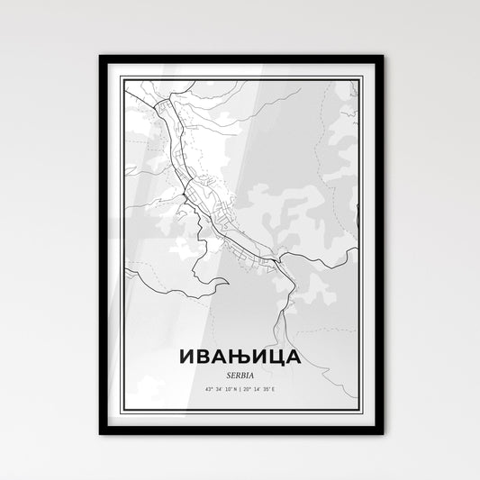 Ivanjica Serbia - Scandinavian Style City Map for Modern Home Decor