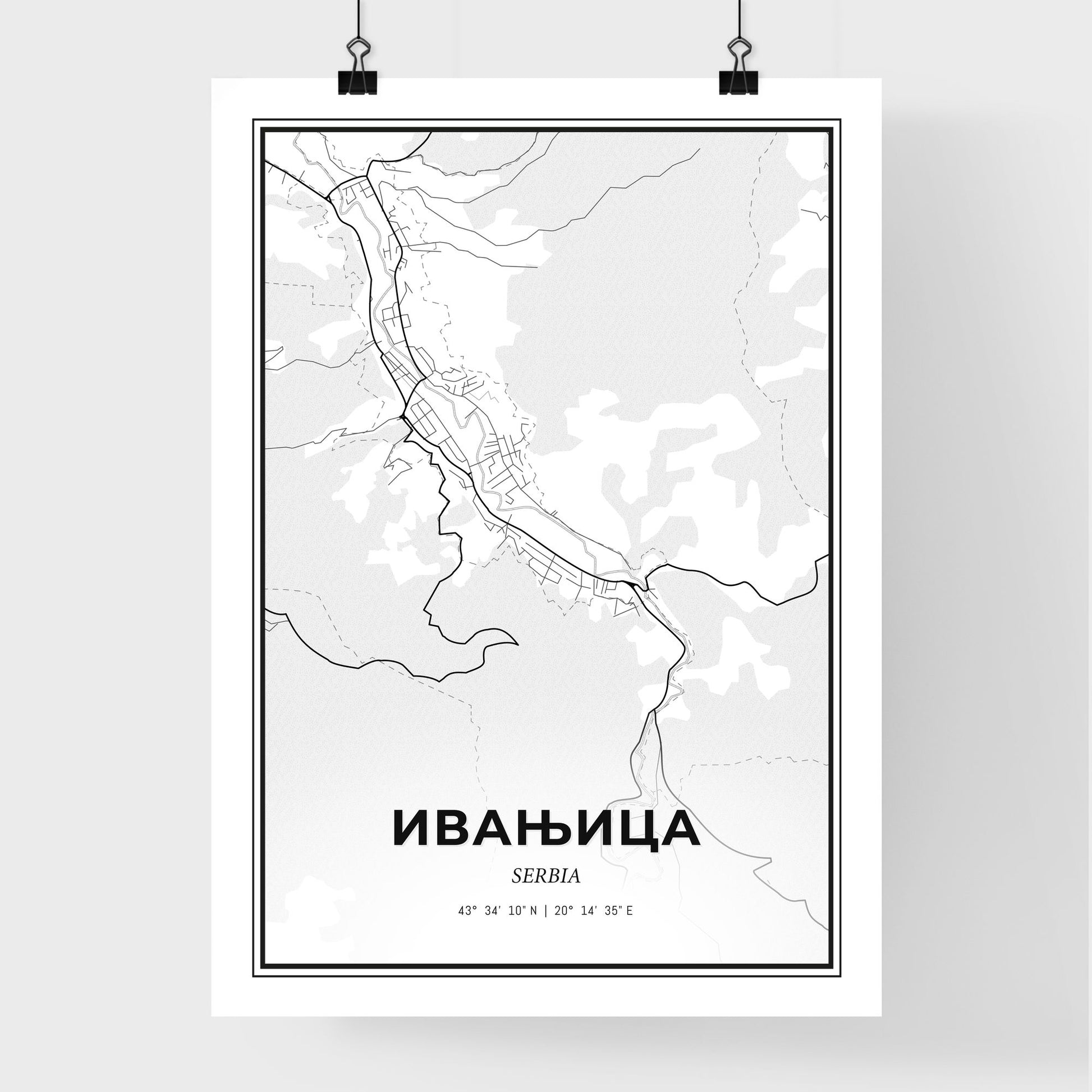 Ivanjica Serbia - Premium City Map Poster
