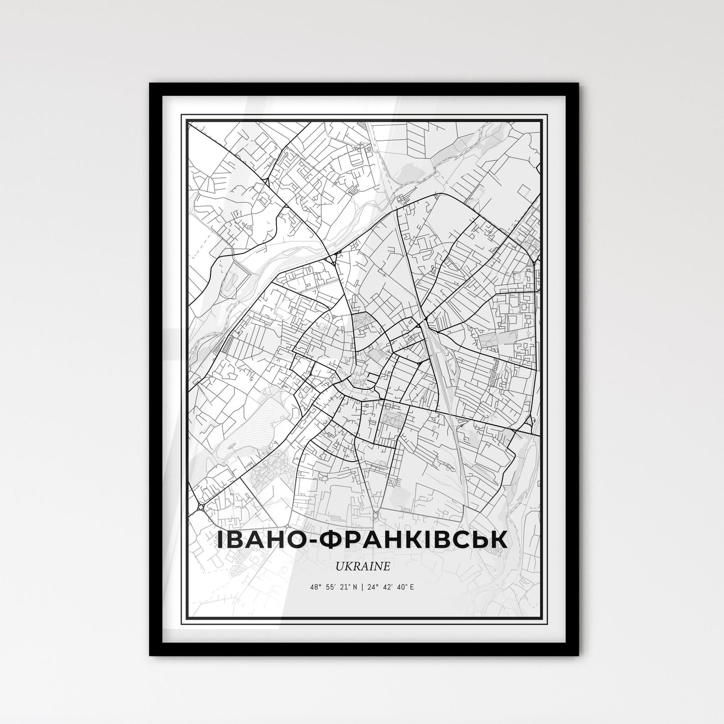 Ivano-Frankivsk Ukraine - Scandinavian Style City Map for Modern Home Decor