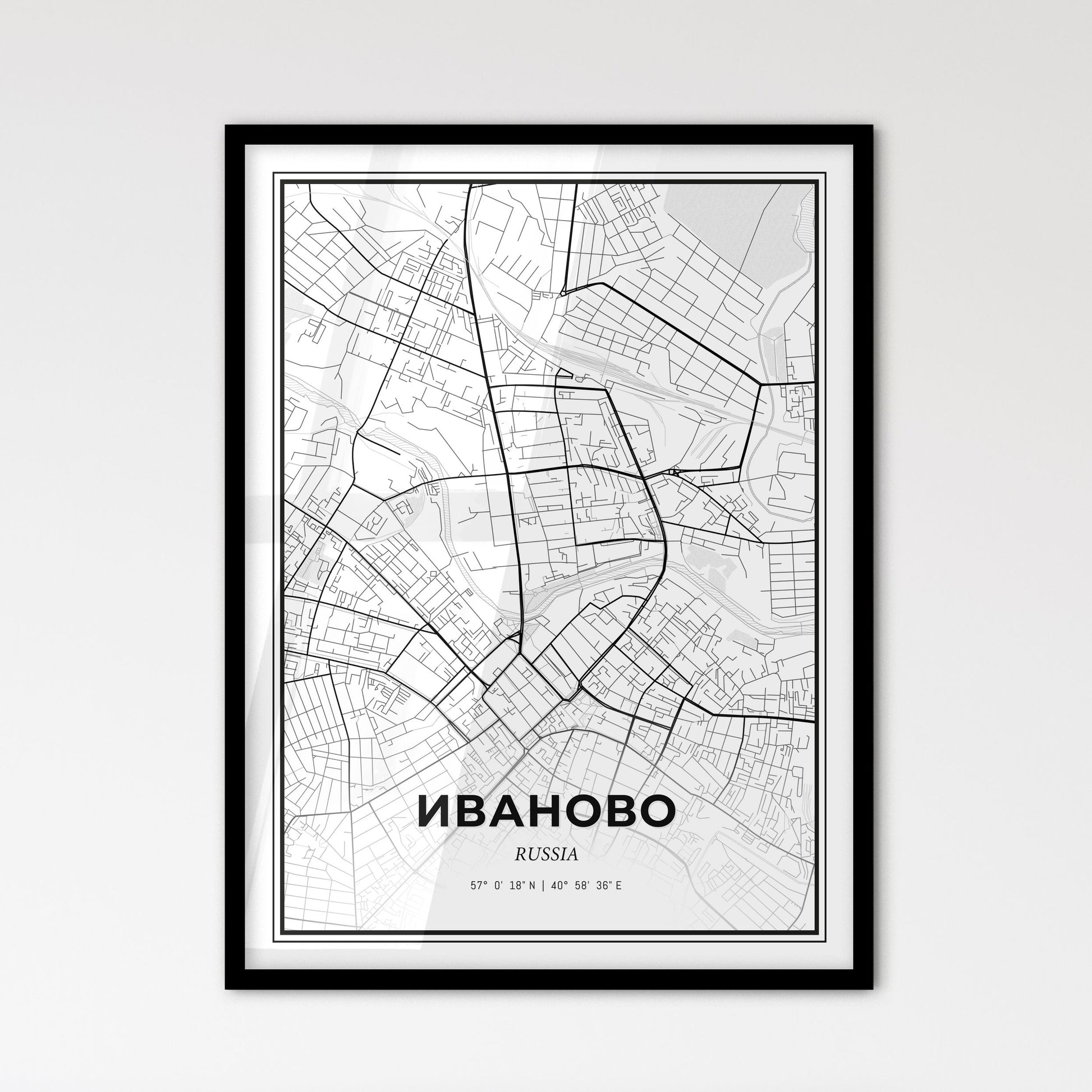 Ivanovo Russia - Scandinavian Style City Map for Modern Home Decor