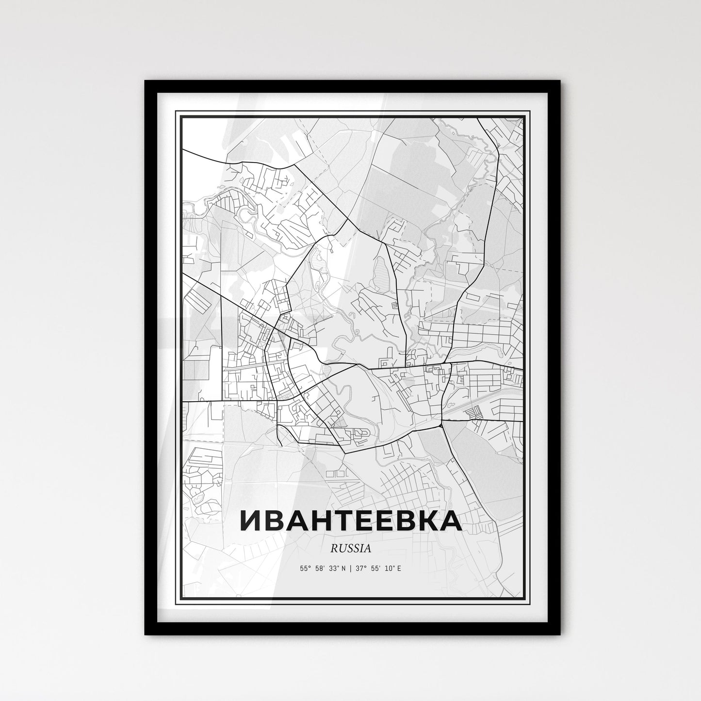 Ivanteyevka Russia - Scandinavian Style City Map for Modern Home Decor