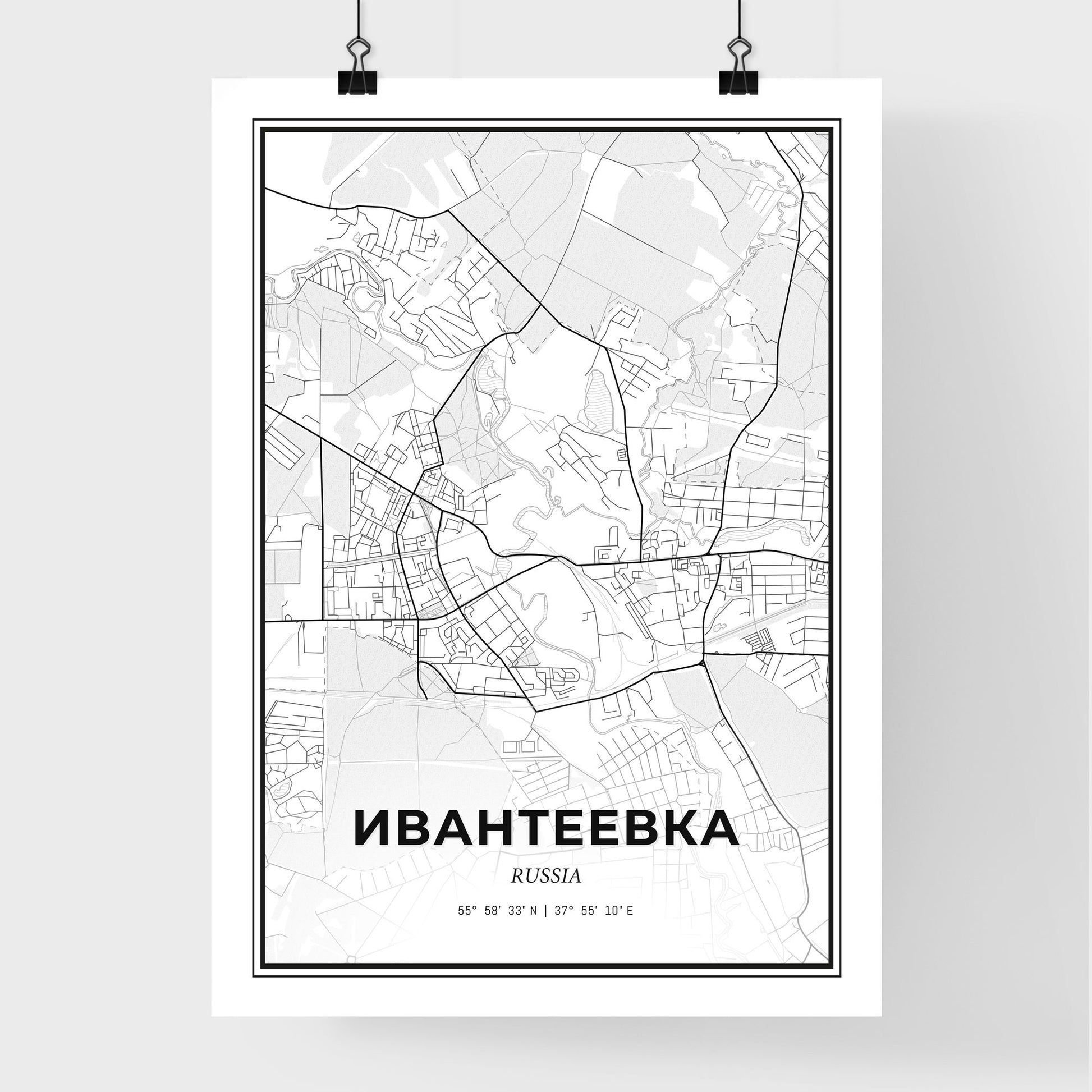 Ivanteyevka Russia - Premium City Map Poster