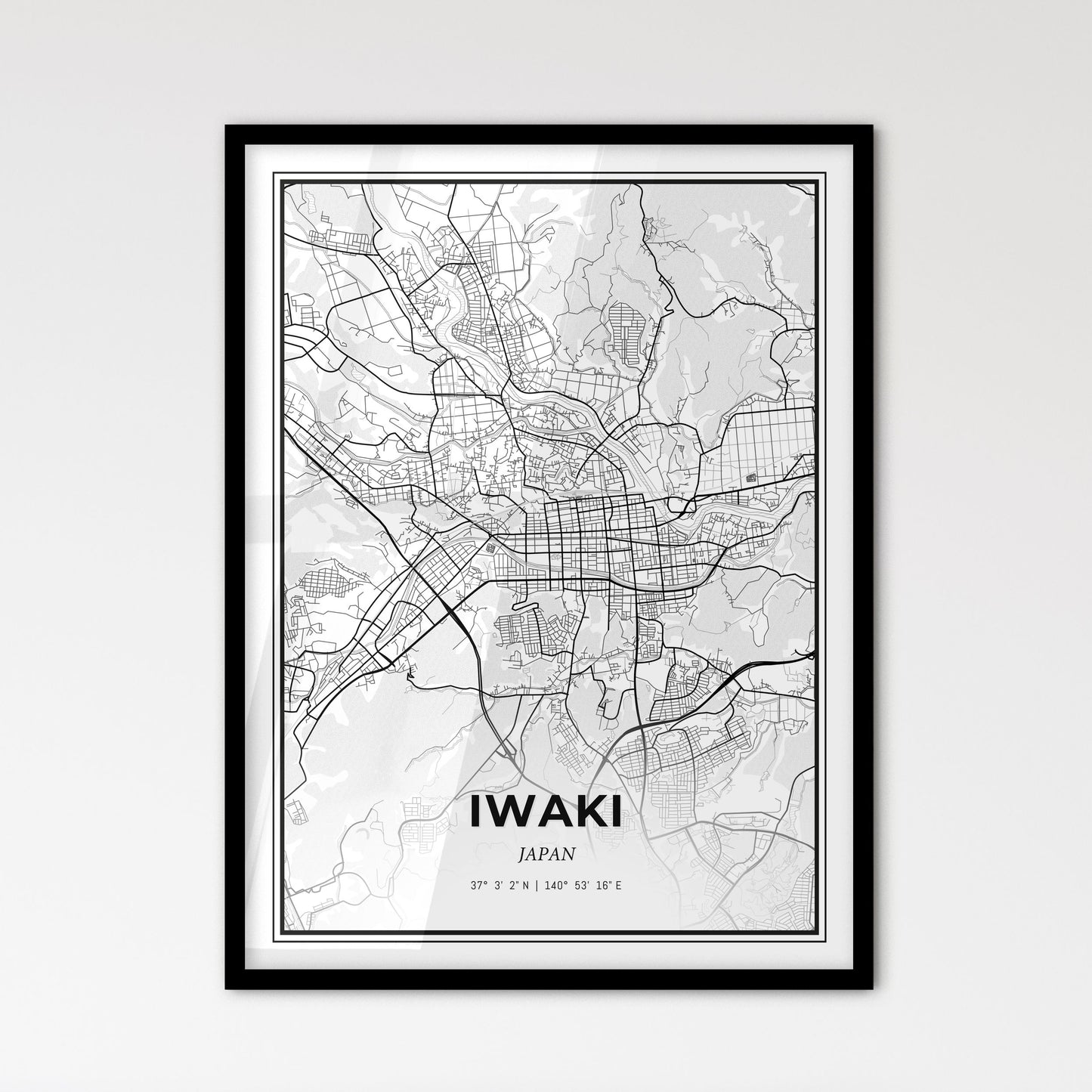 Iwaki Japan - Scandinavian Style City Map for Modern Home Decor