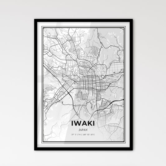 Iwaki Japan - Scandinavian Style City Map for Modern Home Decor