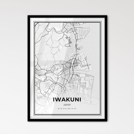 Iwakuni Japan - Scandinavian Style City Map for Modern Home Decor