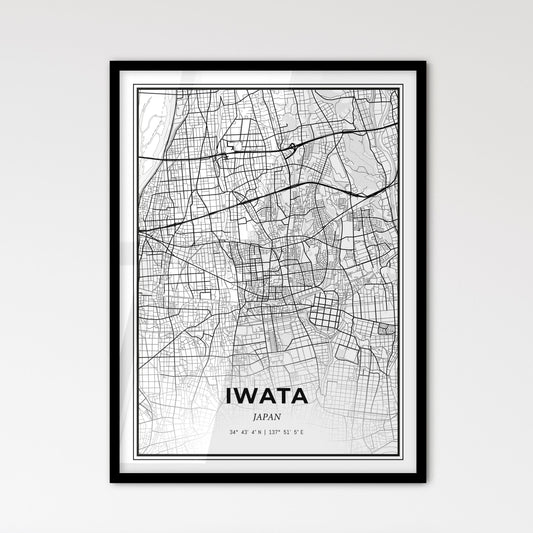 Iwata Japan - Scandinavian Style City Map for Modern Home Decor