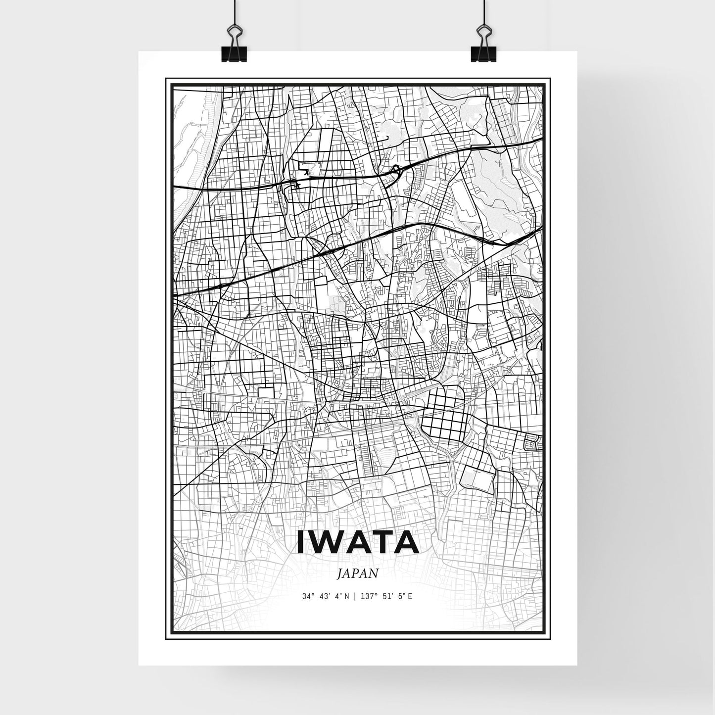 Iwata Japan - Premium City Map Poster