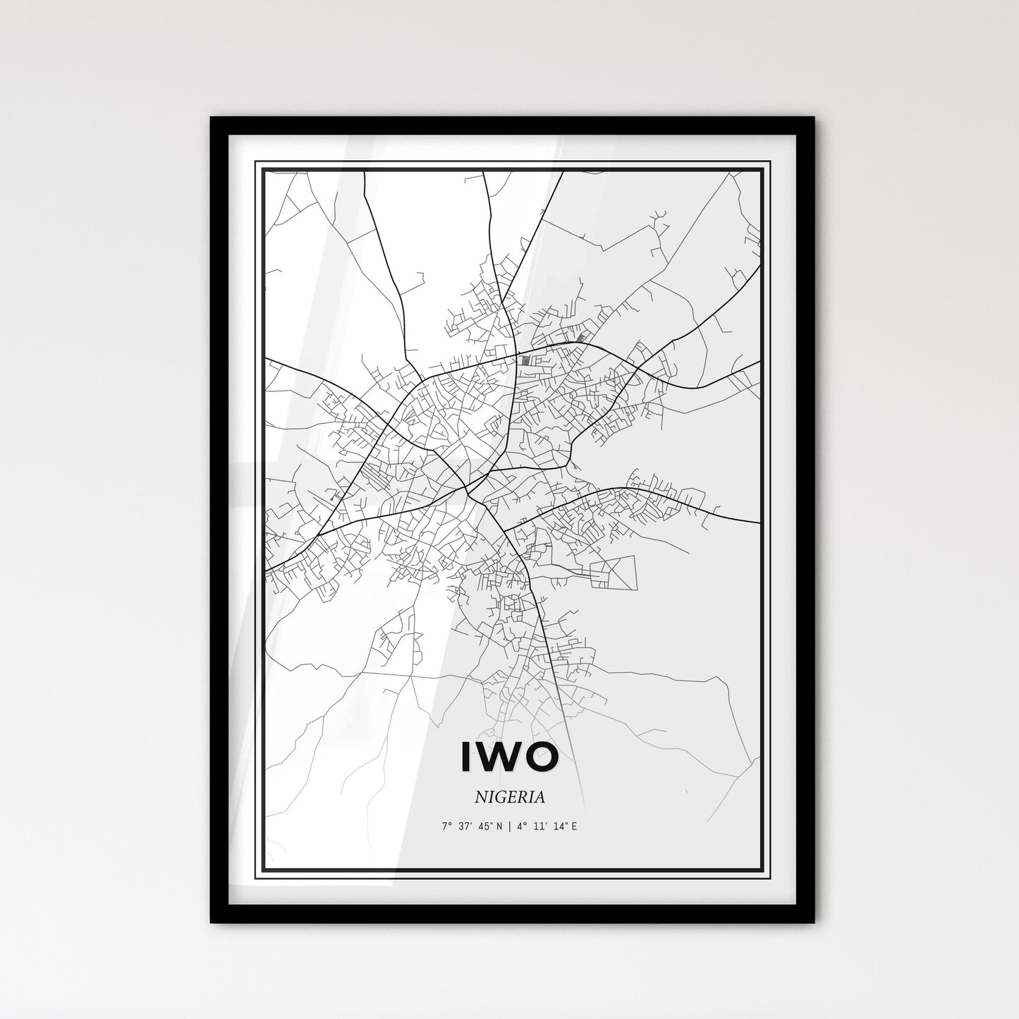 Iwo Nigeria - Scandinavian Style City Map for Modern Home Decor