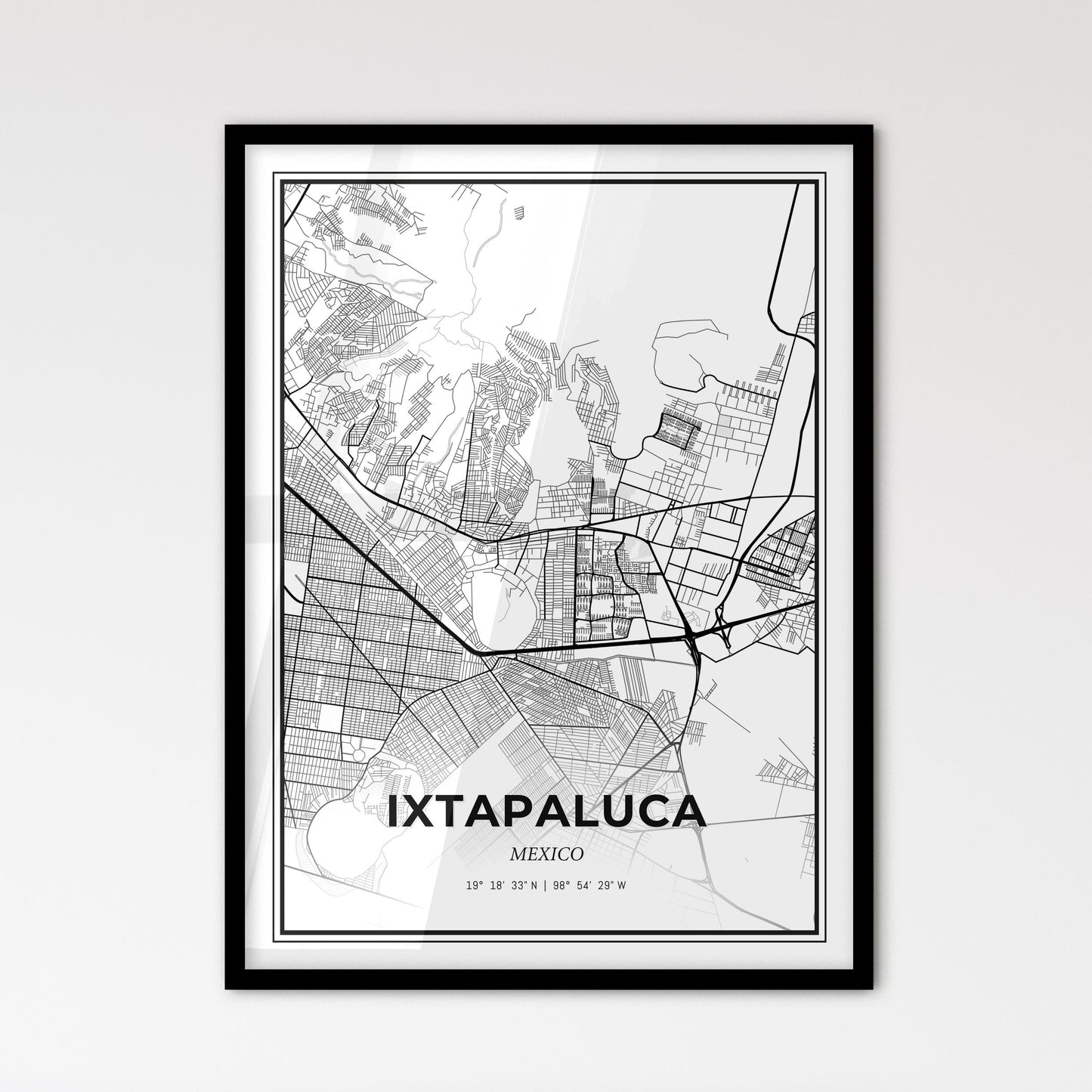 Ixtapaluca Mexico - Scandinavian Style City Map for Modern Home Decor