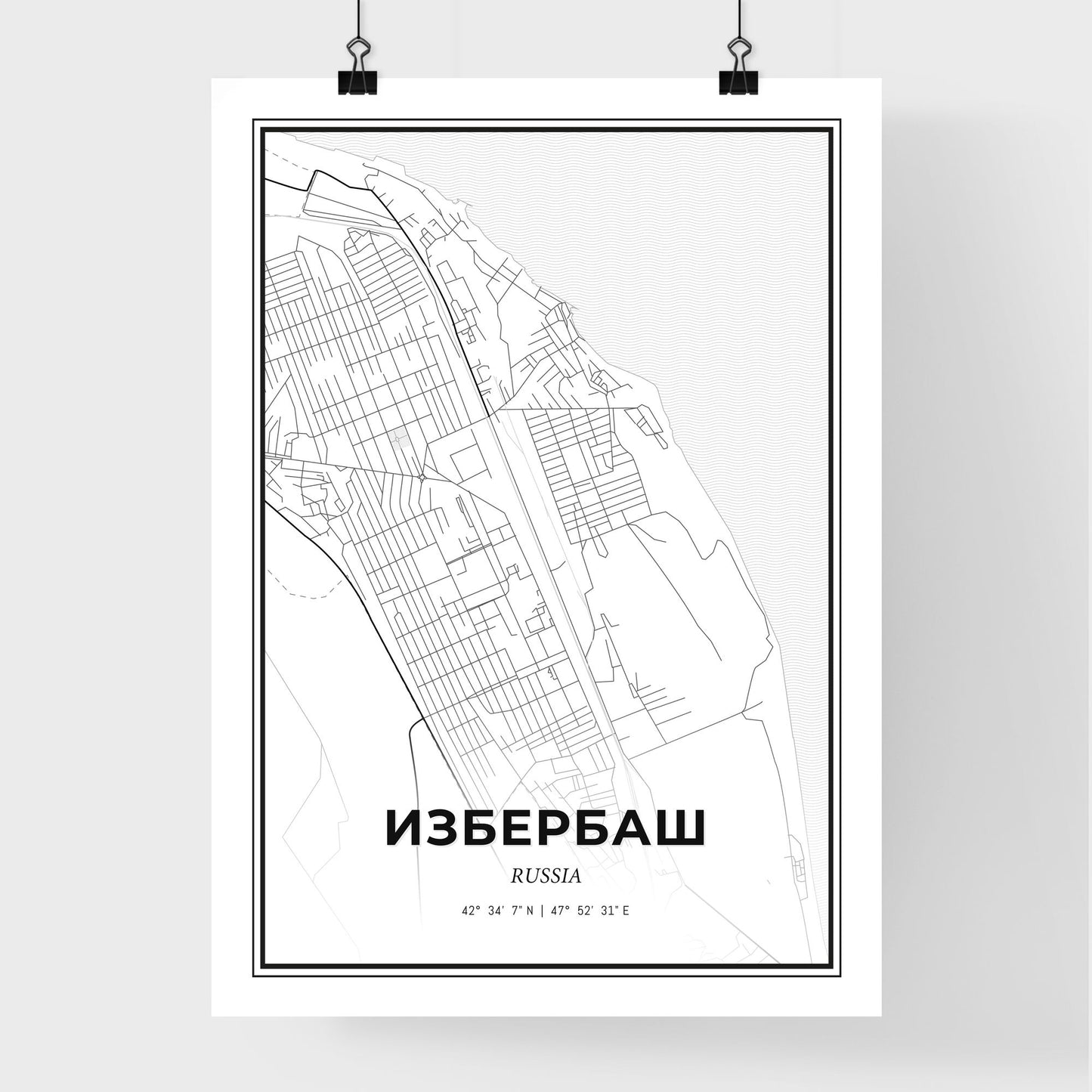 Izberbash Russia - Premium City Map Poster