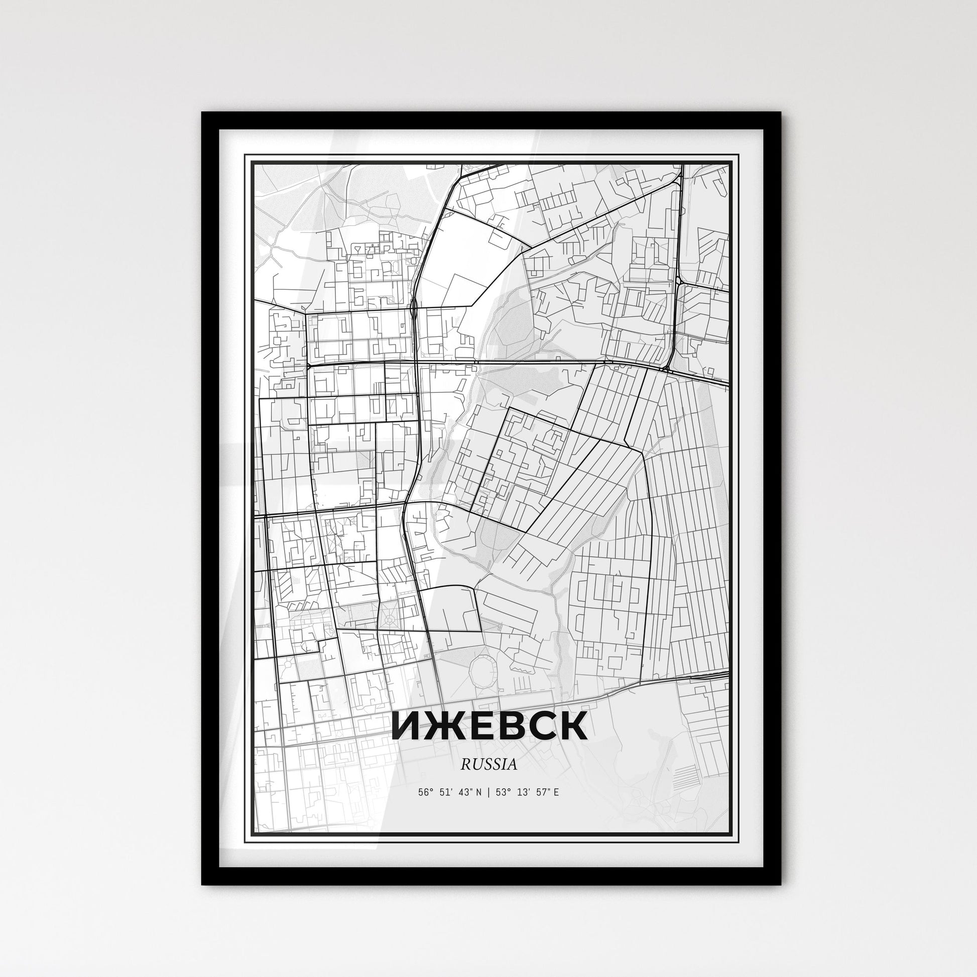 Izhevsk Russia - Scandinavian Style City Map for Modern Home Decor