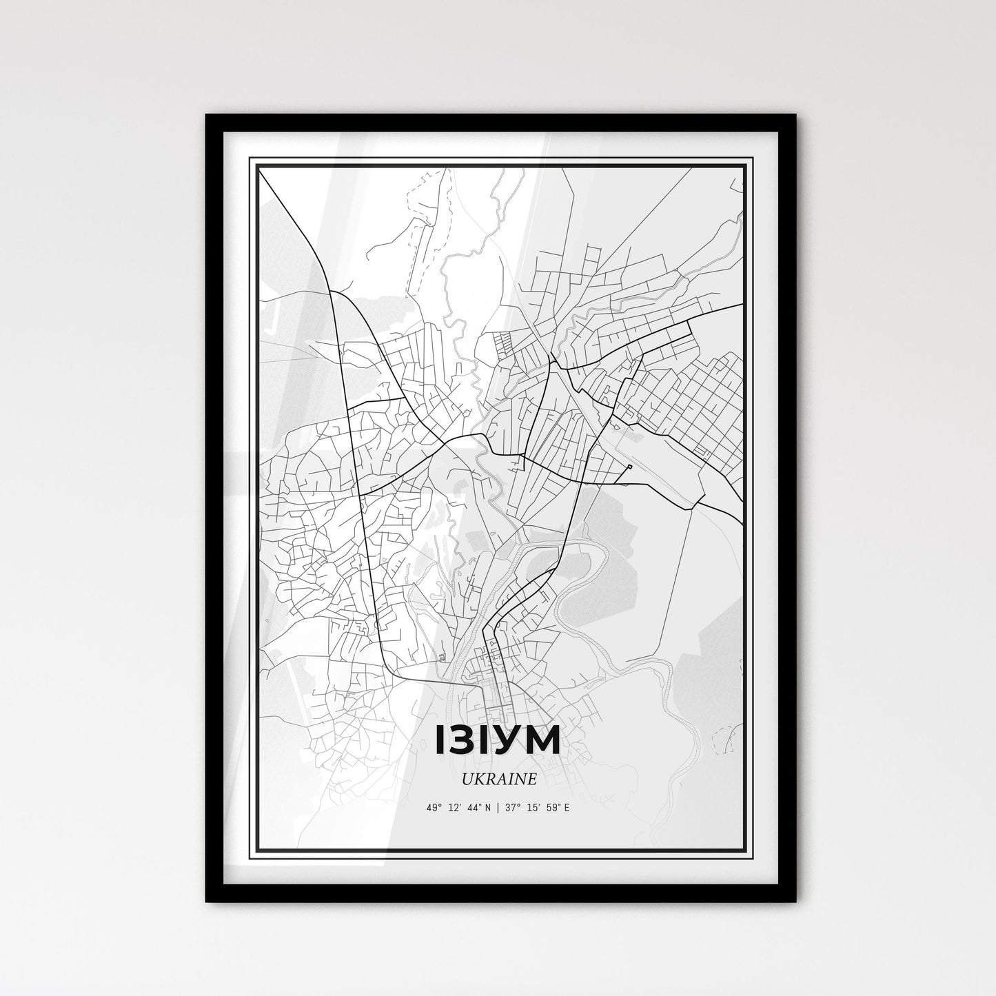 Izium Ukraine - Scandinavian Style City Map for Modern Home Decor