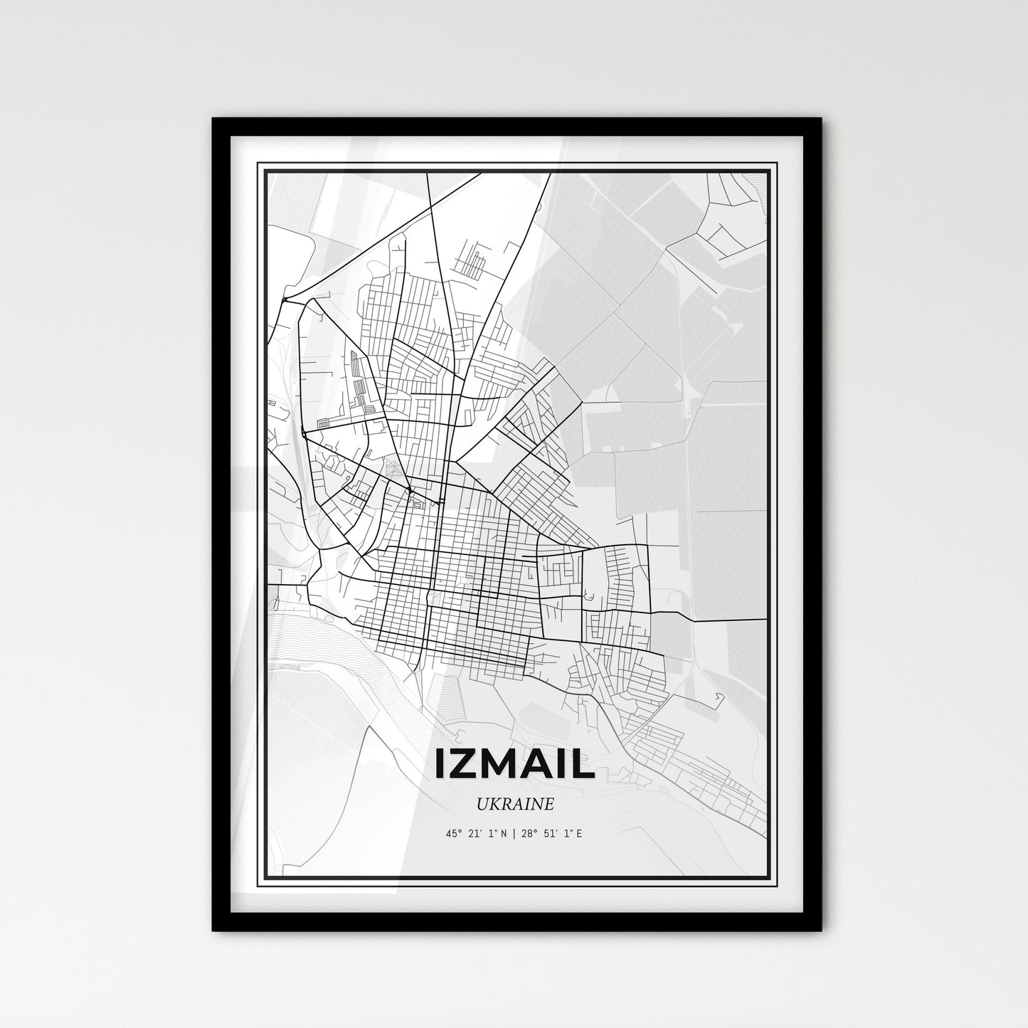 Izmail Ukraine - Scandinavian Style City Map for Modern Home Decor