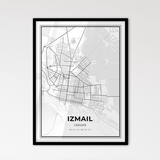 Izmail Ukraine - Scandinavian Style City Map for Modern Home Decor