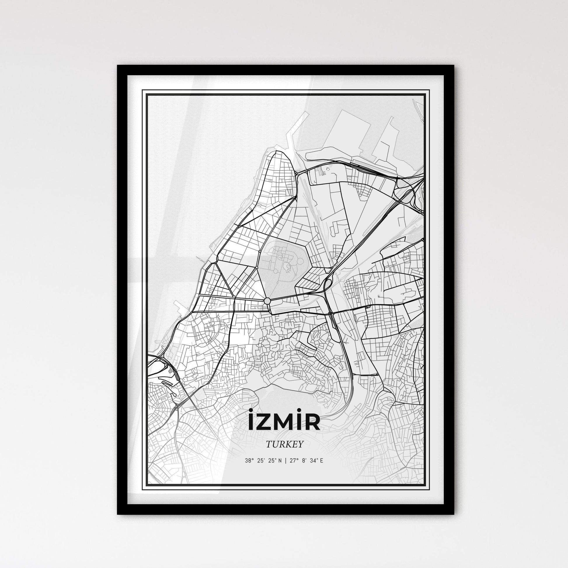 İzmir Turkey - Scandinavian Style City Map for Modern Home Decor