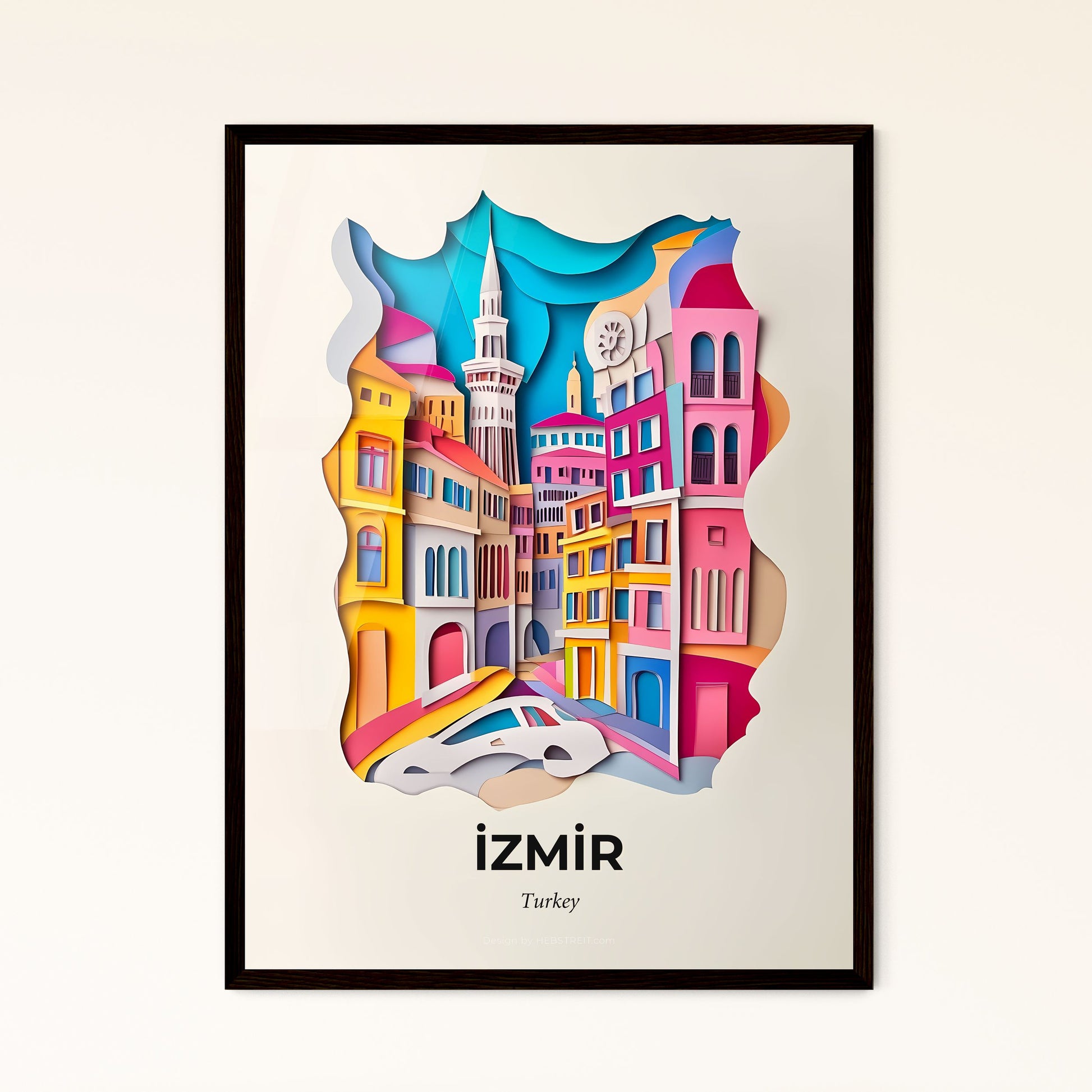 Vivid İzmir, Turkey - a paper cut of a city with a clock tower