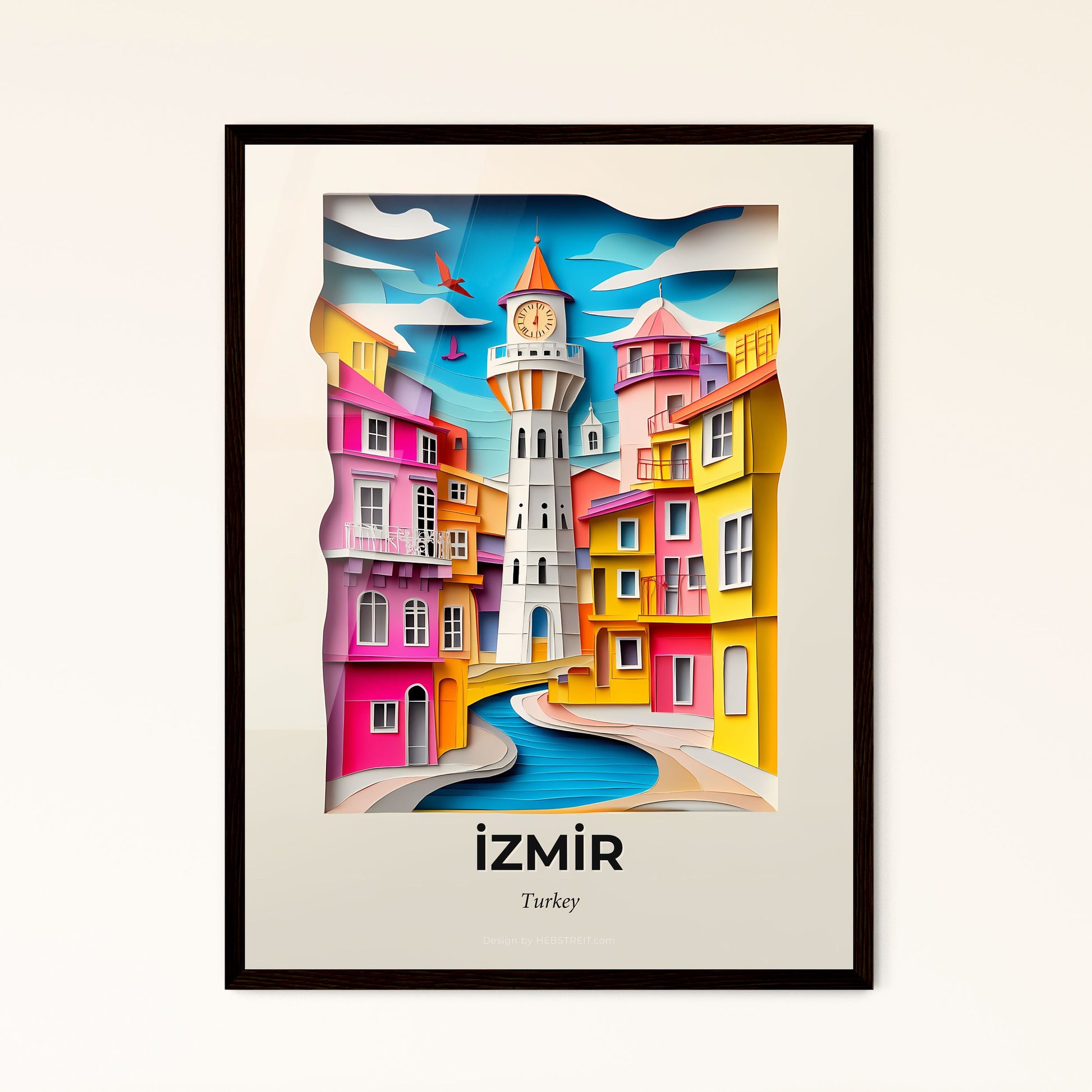 Vivid İzmir, Turkey - a paper cut of a city with a clock tower