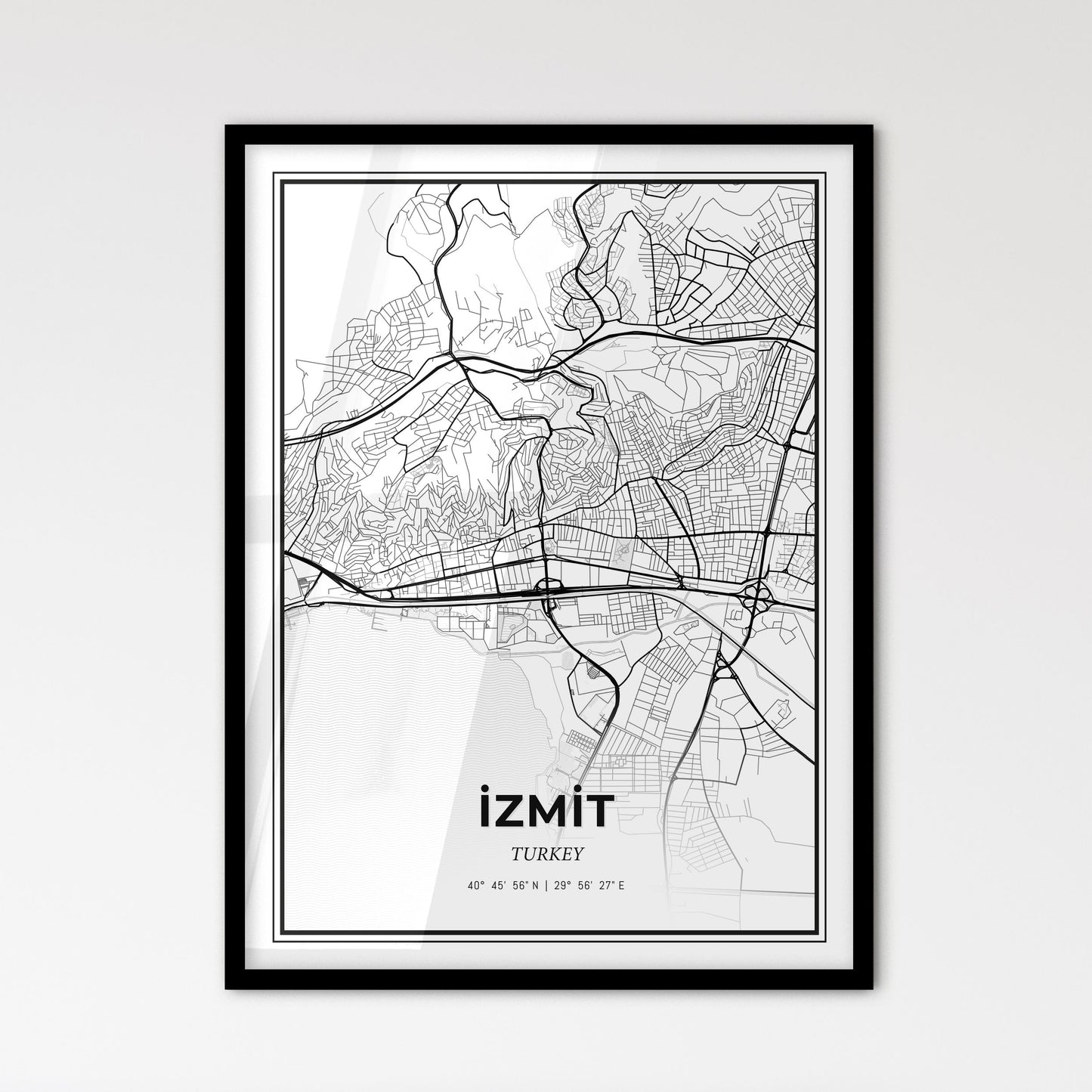 İzmit Turkey - Scandinavian Style City Map for Modern Home Decor