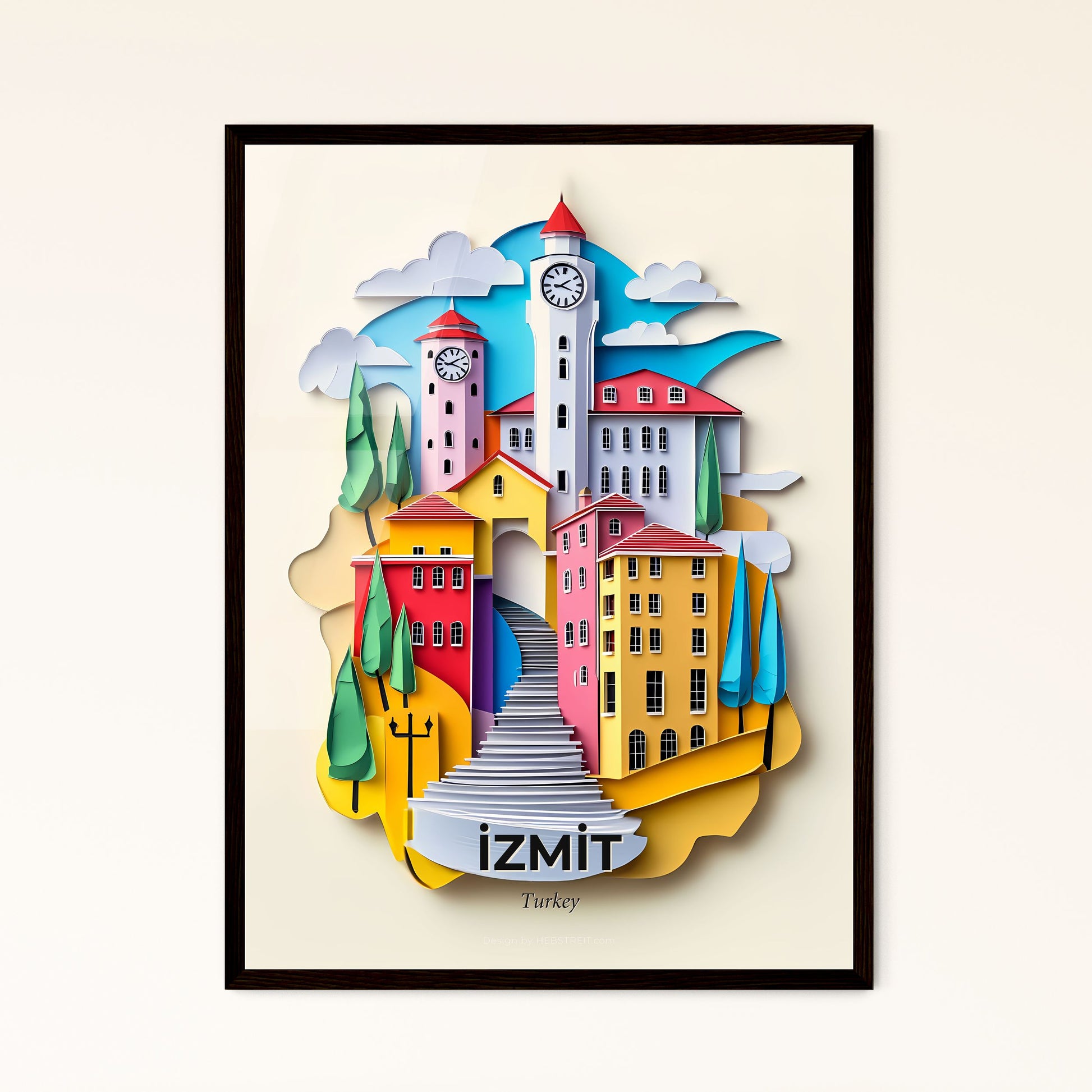 Vivid İzmit, Turkey - a paper cut of a city with a clock tower