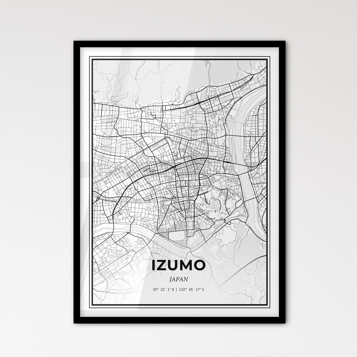 Izumo Japan - Scandinavian Style City Map for Modern Home Decor