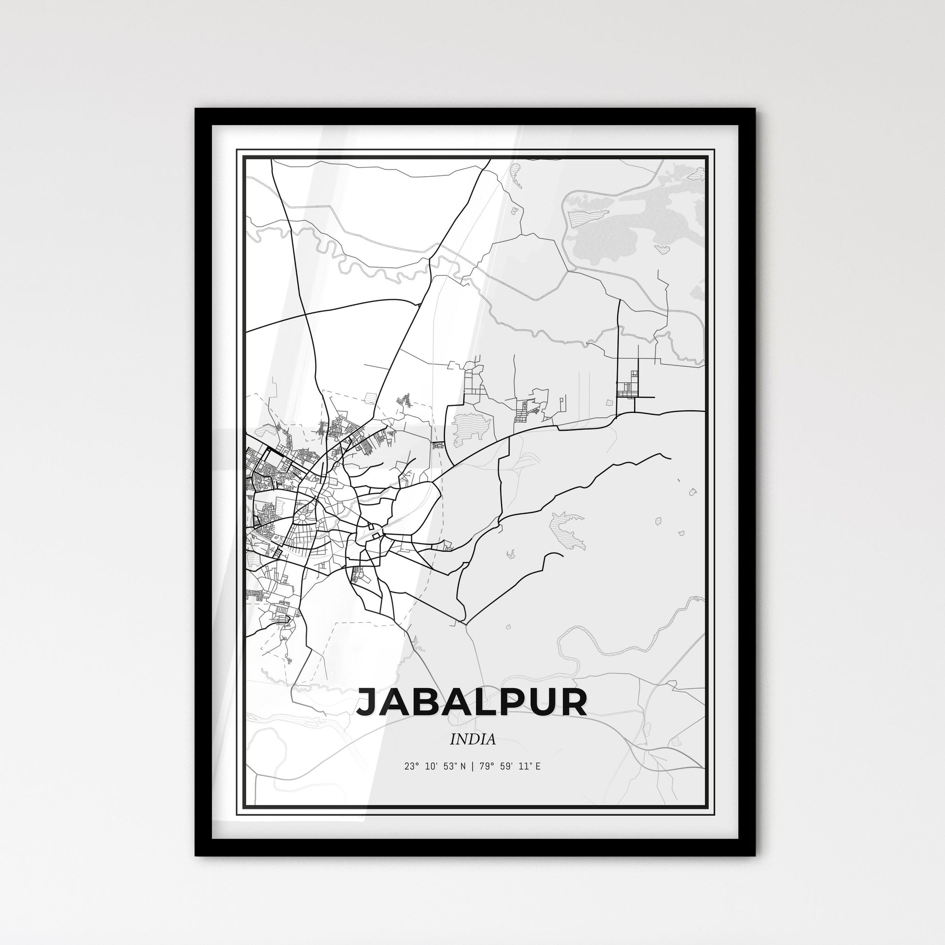 Jabalpur India - Scandinavian Style City Map for Modern Home Decor