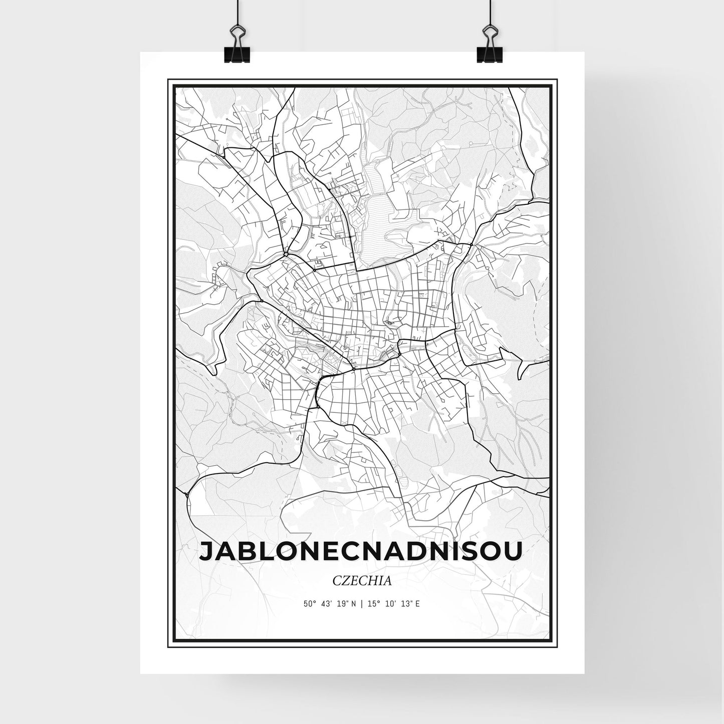  Jablonec nad Nisou Czechia - Premium City Map Poster