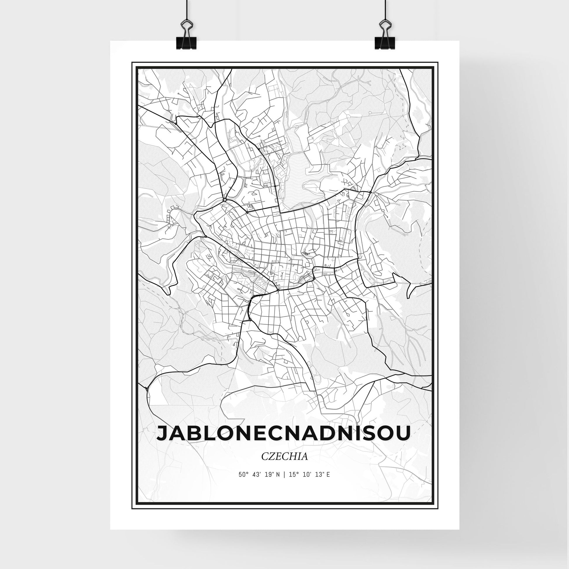  Jablonec nad Nisou Czechia - Premium City Map Poster