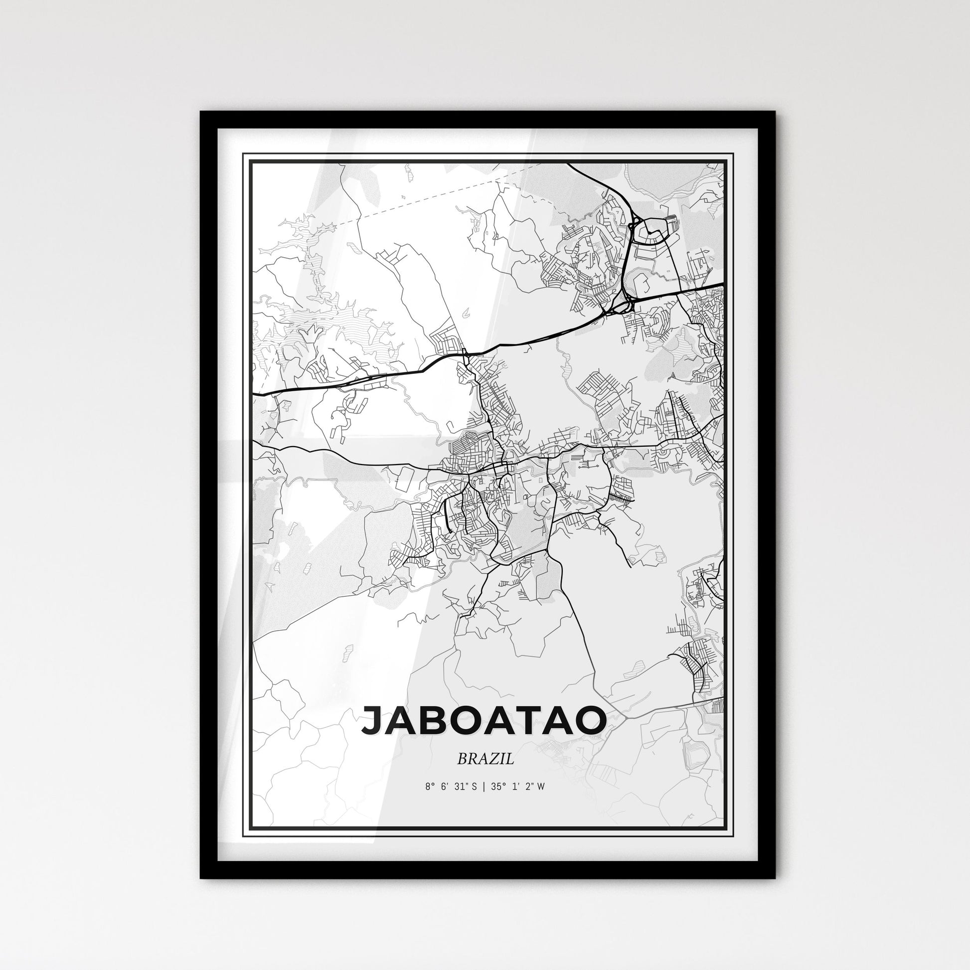 Jaboatao Brazil - Scandinavian Style City Map for Modern Home Decor