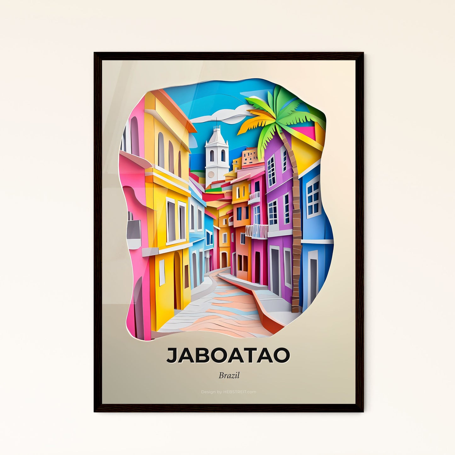 Vivid Jaboatao, Brazil - a paper cut of a colorful city street