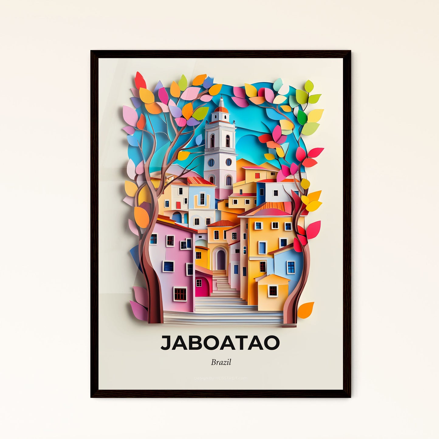 Vivid Jaboatao, Brazil - a paper cut of a town with a church