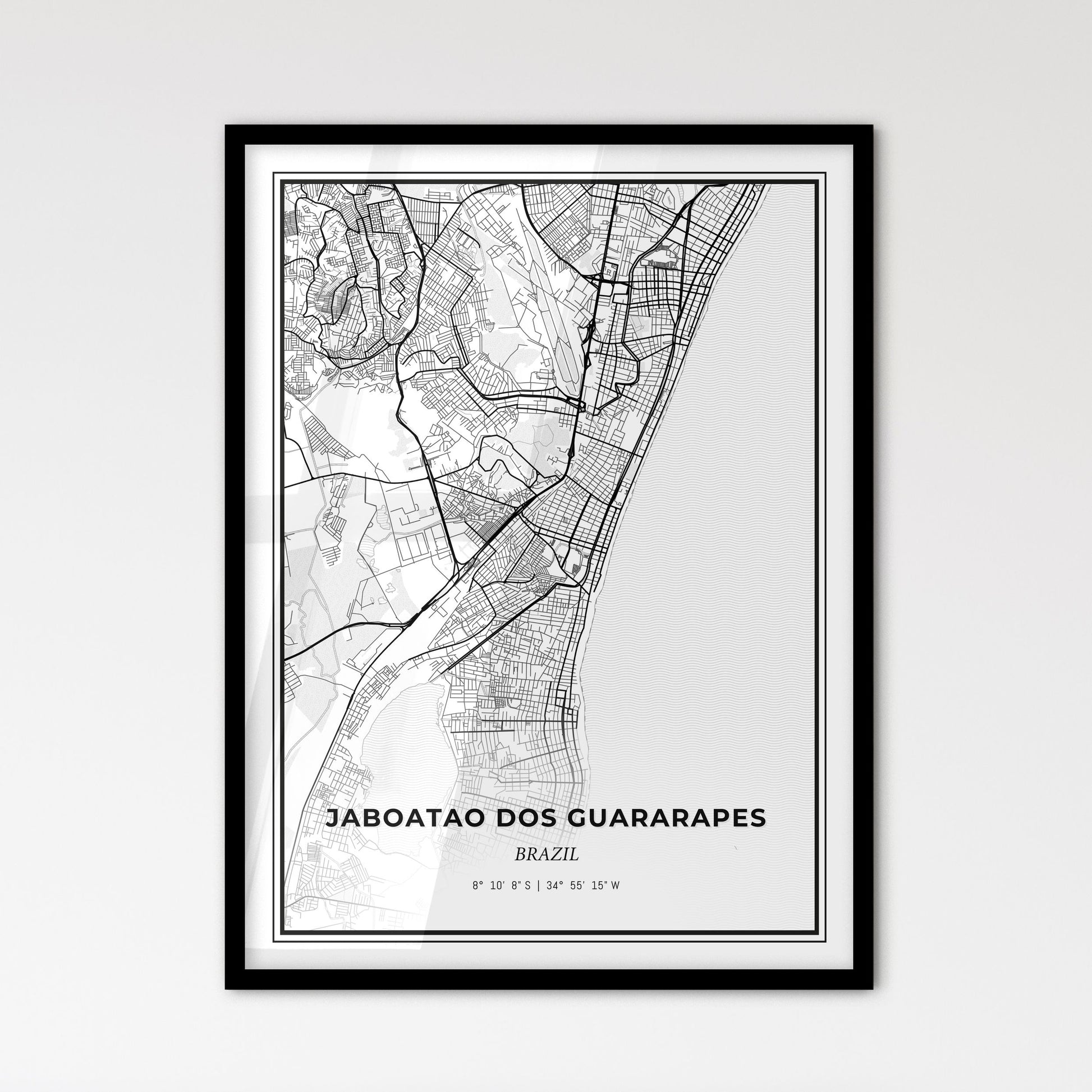 Jaboatao dos Guararapes Brazil - Scandinavian Style City Map for Modern Home Decor