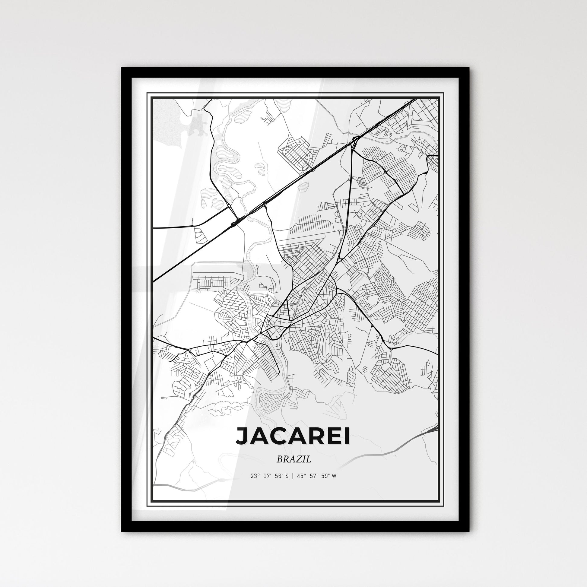 Jacarei Brazil - Scandinavian Style City Map for Modern Home Decor